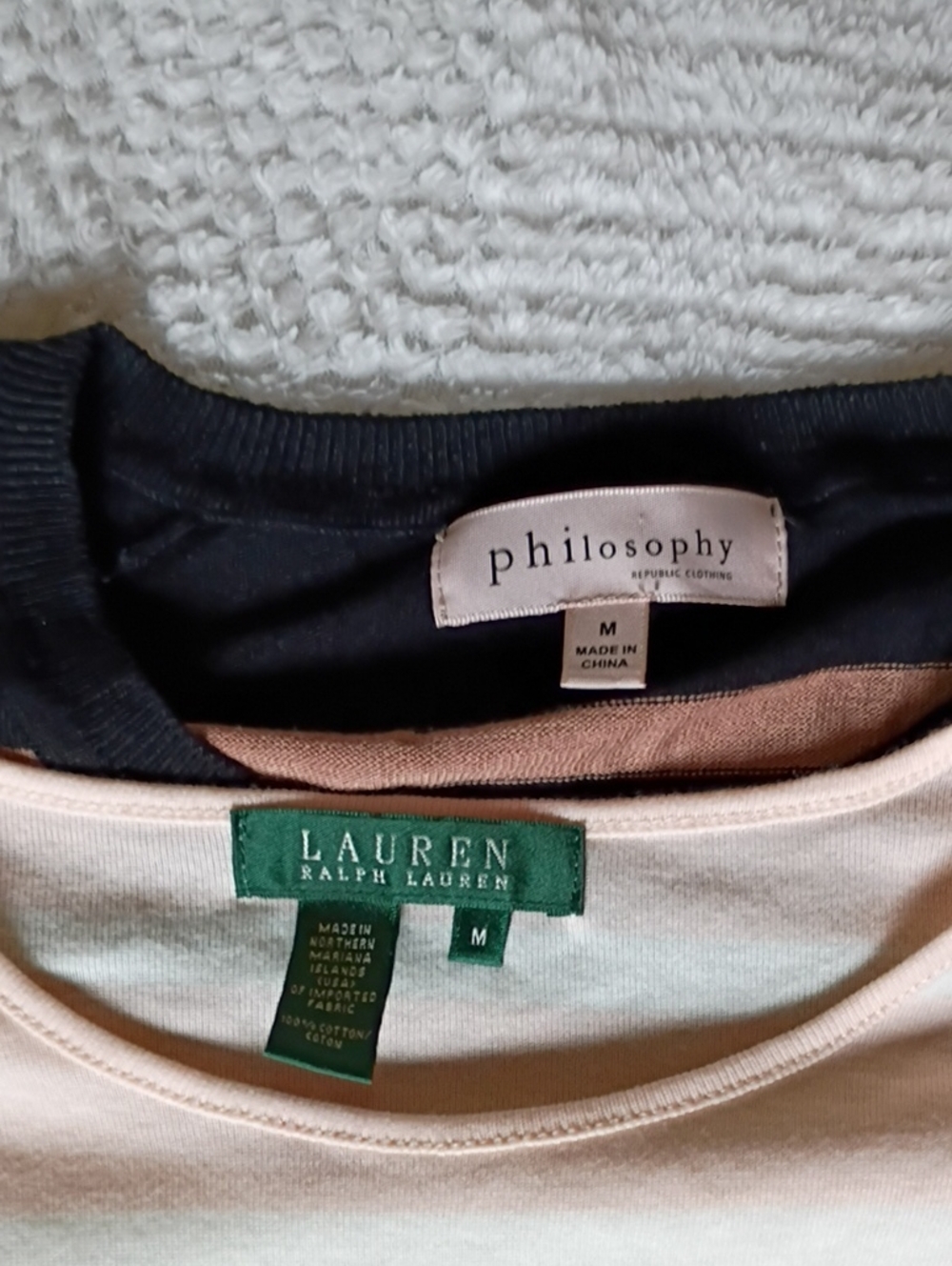 Lauren Ralph/Philosophy Top Lauren Cream Top with Black Inner Layer